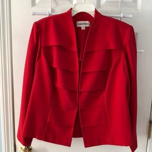Perfect cover up - Lightweight day to evening Red jacket. Easy wear, easy care!